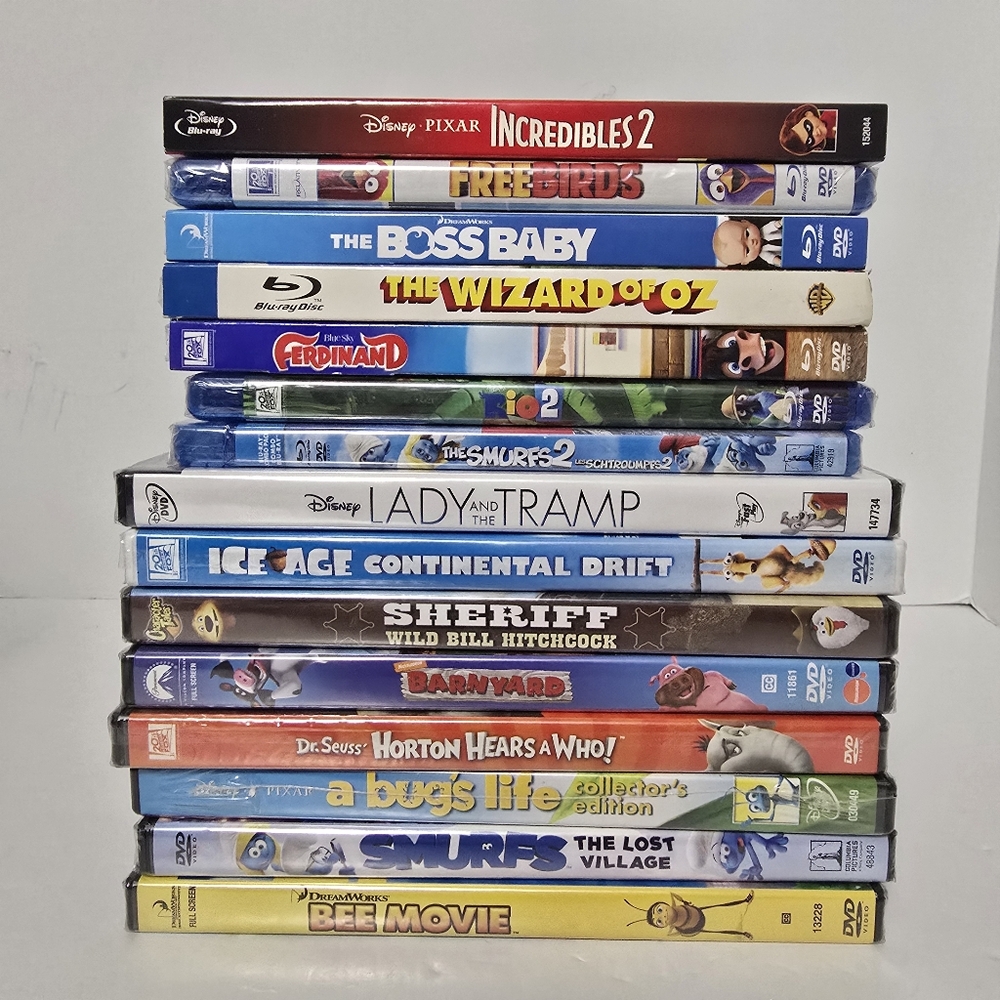 Move Lot Of 15 Mix Blu-Ray & DVD Kids Movies - SEALED